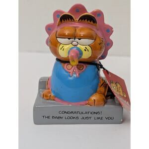 Vintage 1981 Garfield Enesco Figurine Baby Congratulations Comic Cat Collectible